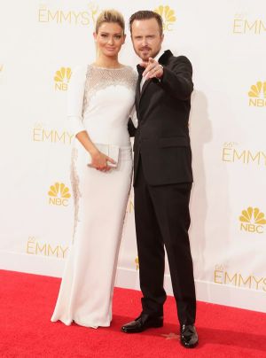 Aaron Paul and Lauren Parsekian - Emmys 2014 red carpet photos.jpg